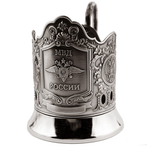 Подстаканник никелированный с чернью "МВД" №7408-101