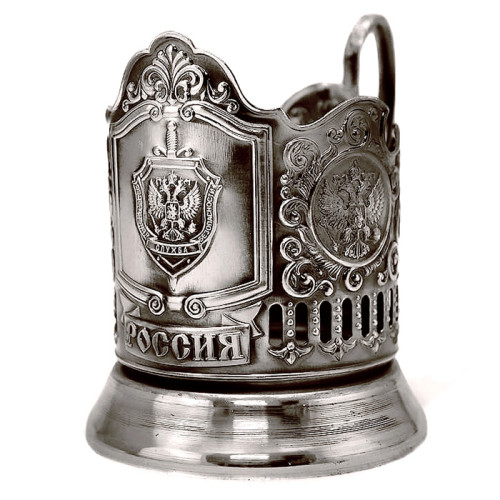 Подстаканник никелированный с чернью "ФСБ" №7408-29