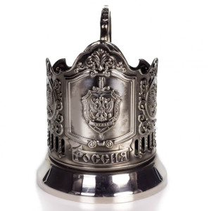 Подстаканник никелированный с чернью "ФСБ" №7408-29