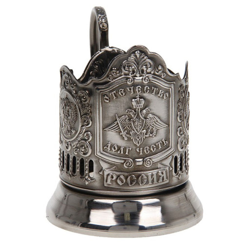Подстаканник никелированный с чернью "Отечество Долг Честь" №7408-3