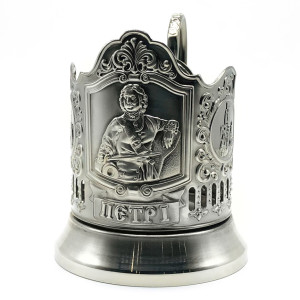 Подстаканник никелированный с чернью "Петр I" №7408-50