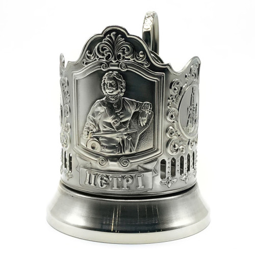 Подстаканник никелированный с чернью "Петр I" №7408-50