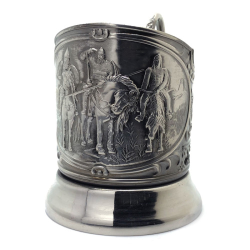 Подстаканник никелированный с чернью "Три богатыря" №7408-66