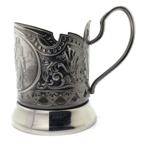 Подстаканник никелированный с чернью "Три богатыря" №7408-66