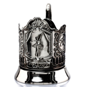 Подстаканник никелированный с чернью "Балерина" №7408-73
