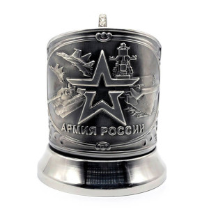 Подстаканник никелированный с чернью "Армия России" №7408-123