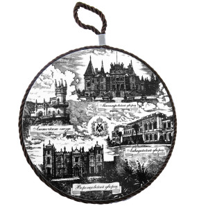 Подставка под горячее керамическая "Дворцы Крыма" ч/б №PG-3B