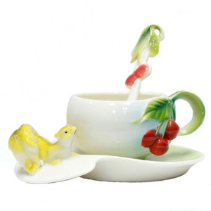 Чашка с блюдцем "Белочка" №1017