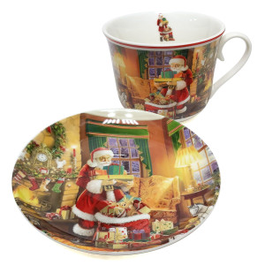 Чашка с блюдцем из фарфора Новый Год 300 мл №K7141-808