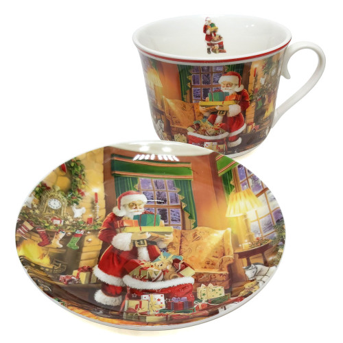 Чашка с блюдцем из фарфора Новый Год 300 мл №K7141-808