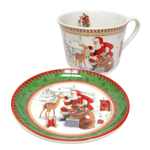 Чашка с блюдцем из фарфора Новый Год 300 мл №K7141-9016