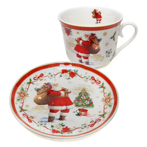 Чашка с блюдцем из фарфора Новый Год 300 мл №K7141-9018