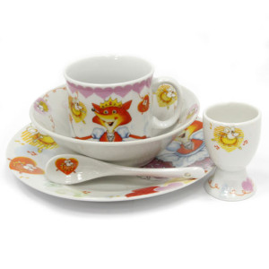 Набор детской посуды из фарфора "Лисенок с мышками" №02116