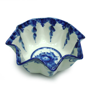 №014EZ Посуда Гжель. Салатник "Лотос" средн.