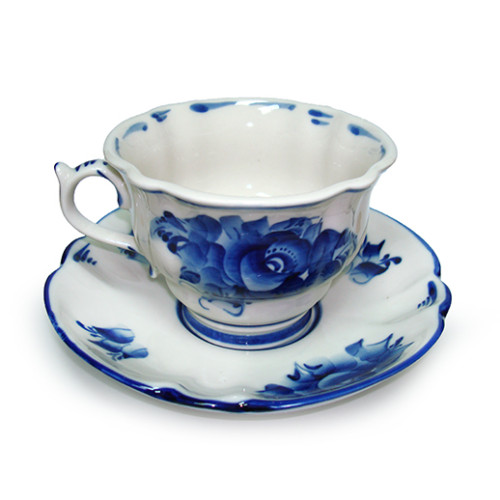 №040EZ Посуда Гжель. Чайная пара "Орхидея"