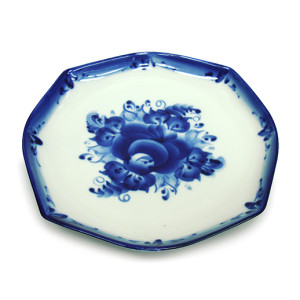 №049EZ Посуда Гжель. Тарелка "Паутинка"