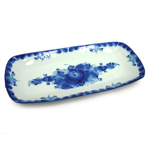 №072EZ Посуда Гжель. Лоток "Золотая рыбка"