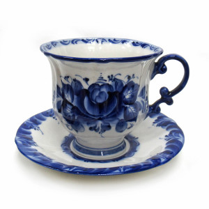 Чайная пара "Тюльпан" Гжель большая №STS024