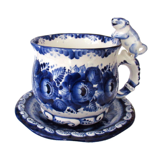 Чайная пара "Мышка" Гжель №CHP036