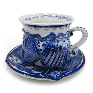 Чайная пара "Скоморошьи забавы" Гжель №CHP040-1