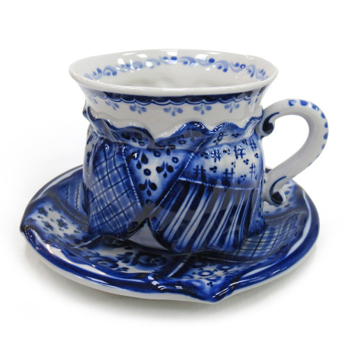 Чайная пара "Скоморошьи забавы" Гжель №CHP040-1