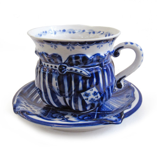 Чайная пара "Скоморошьи забавы" Гжель №CHP040