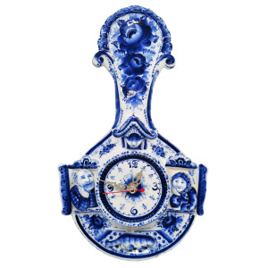 Часы настенные Гжель "Ложка-Домушка" №ЧЧ010