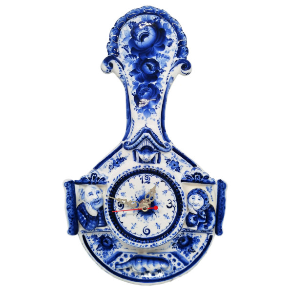 Часы настенные Гжель "Ложка-Домушка" №ЧЧ010 Часы настенные Гжель "Ложка-Домушка" №ЧЧ010