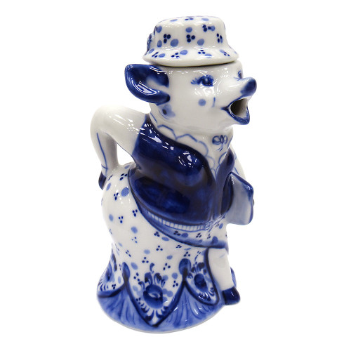 Чайник сувенирный Гжель "Свинья" №T114