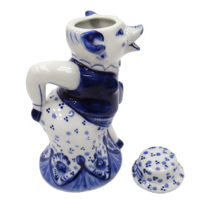 Чайник сувенирный Гжель "Свинья" №T114