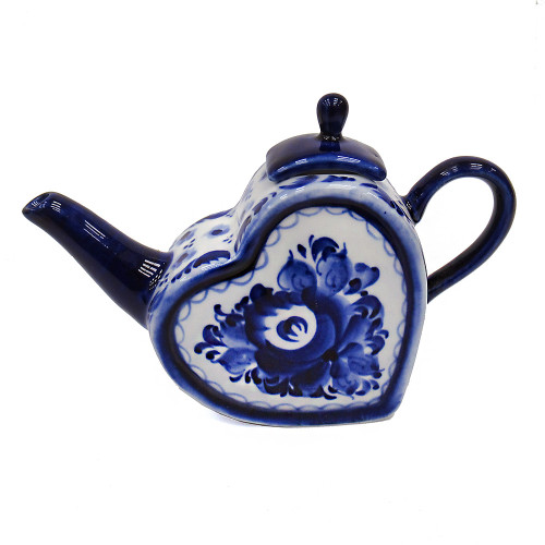 Чайник сувенирный Гжель "Сердце" №T040
