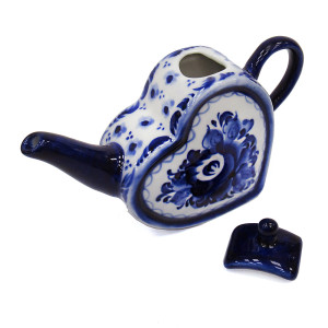 Чайник сувенирный Гжель "Сердце" №T040