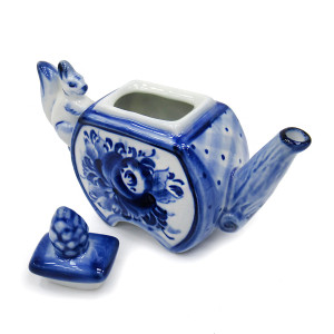 Чайник сувенирный Гжель "Чайник с белочкой" №T043