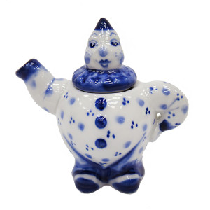 Чайник сувенирный Гжель "Клоун" №T045