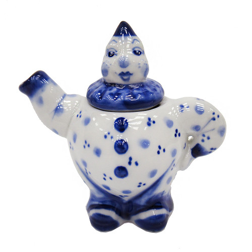 Чайник сувенирный Гжель "Клоун" №T045