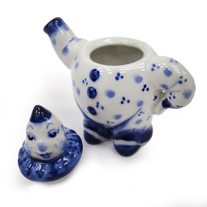 Чайник сувенирный Гжель "Клоун" №T045