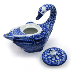 Чайник сувенирный Гжель "Лебедь" №T052