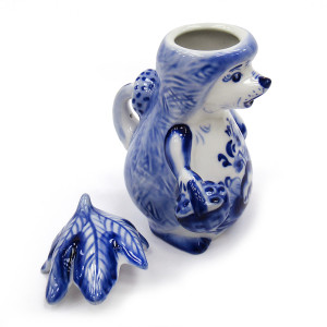 Чайник сувенирный Гжель "Ёжик" №T053