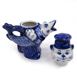 Чайник сувенирный Гжель "Кот повар" №T056