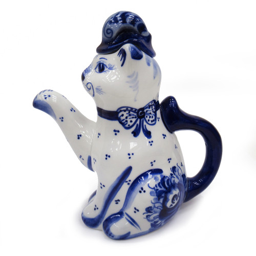 Чайник сувенирный Гжель "Кот" №T057