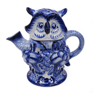 Чайник сувенирный Гжель "Филин" №T059