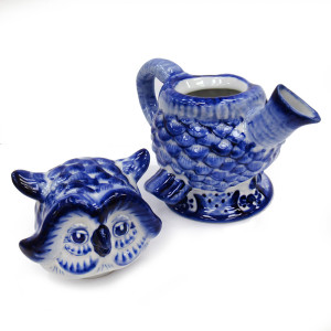 Чайник сувенирный Гжель "Филин" №T059