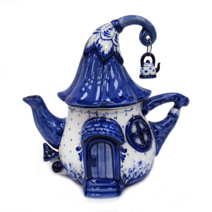 Чайник сувенирный Гжель "Теремок" №T061