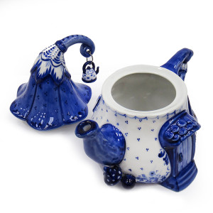 Чайник сувенирный Гжель "Теремок" №T061