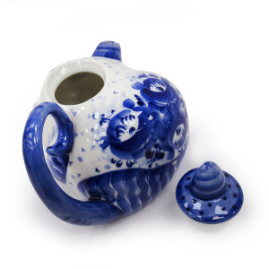 Чайник сувенирный Гжель "Кот большой" №T063