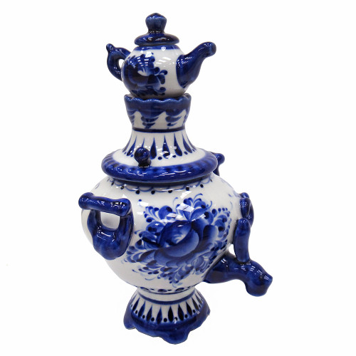 Чайник сувенирный Гжель "Самовар" №T067