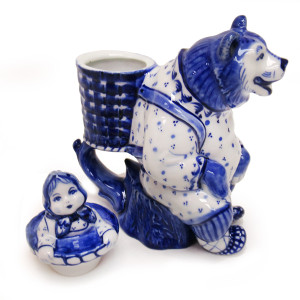 Чайник сувенирный Гжель "Маша и медведь" №T120