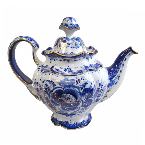 Чайник "Семейный в золоте" Гжель №08-6-1A