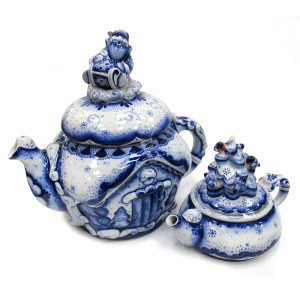 Набор чайников "Рождество" Гжель №CHP041-02