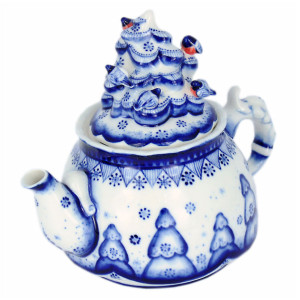 Чайник "Рождество" малый Гжель №ЧП042